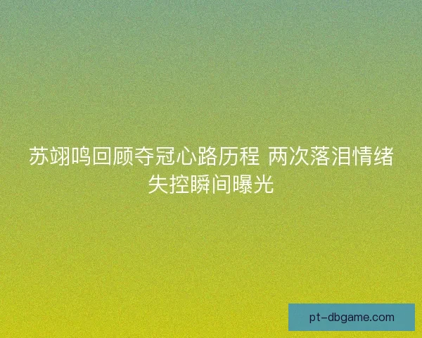 苏翊鸣回顾夺冠心路历程 两次落泪情绪失控瞬间曝光 苏翊鸣回顾夺冠心路历程 两次落泪情绪失控瞬间曝光