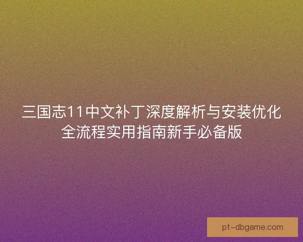 三国志11中文补丁深度解析与安装优化全流程实用指南新手必备版